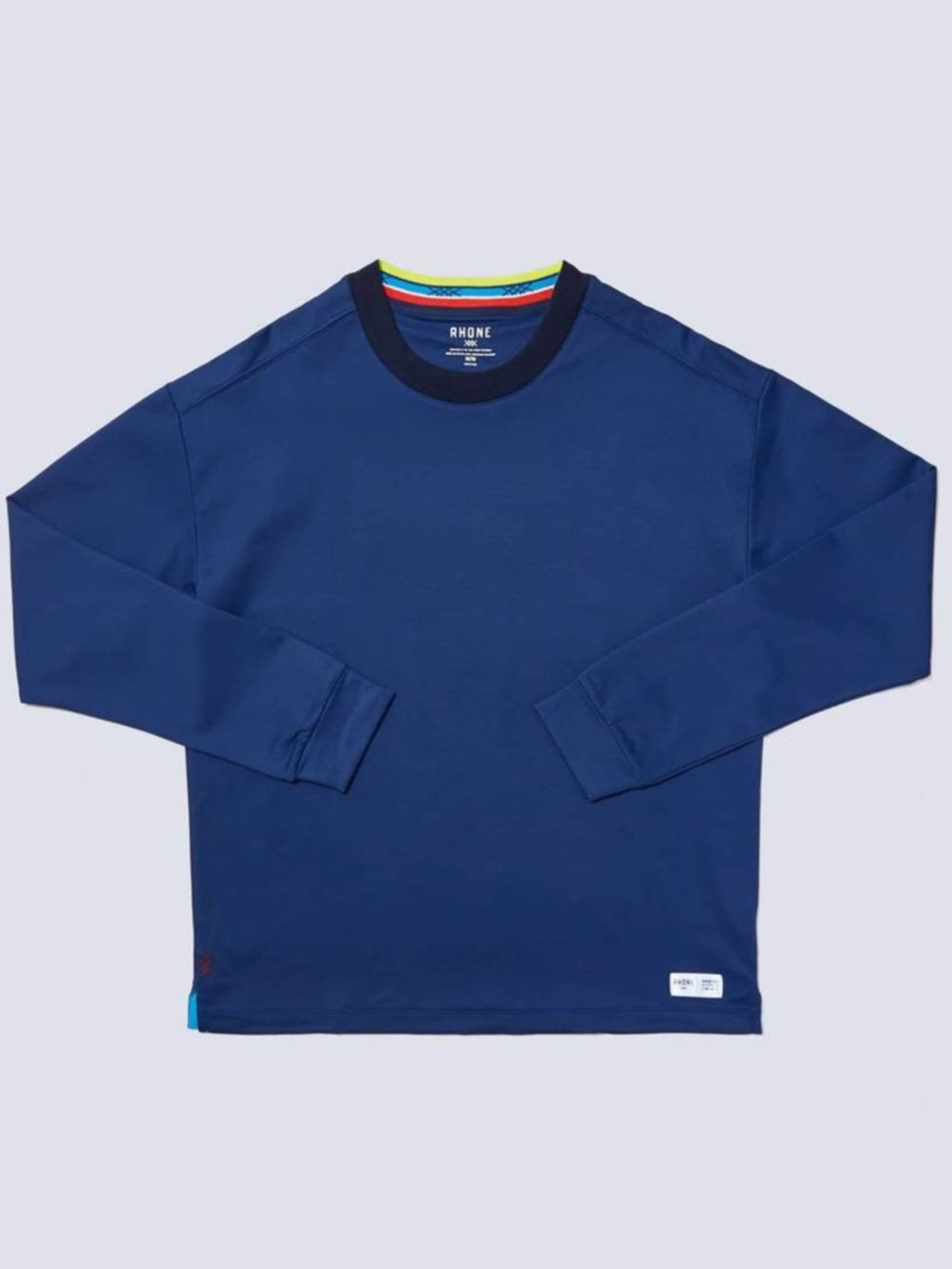 Rhone Retro Session Long Sleeve Crewneck Men Large Blue Performance UPF 50+